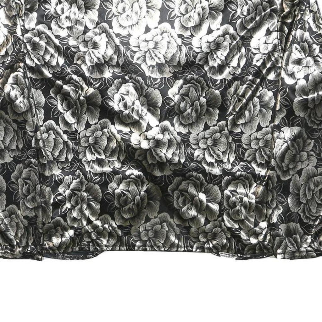 MARK ANTHONY Womens Black & White Floral Cropped Jacket M Polyester V-Neck