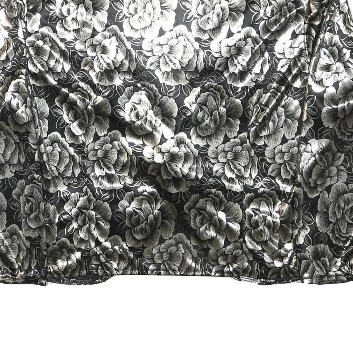 MARK ANTHONY Womens Black & White Floral Cropped Jacket M Polyester V-Neck