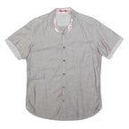TED BAKER Mens Grey Short Sleeve Summer Shirt M Casual Cotton Blend