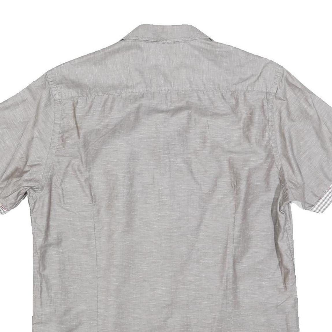 TED BAKER Mens Grey Short Sleeve Summer Shirt M Casual Cotton Blend