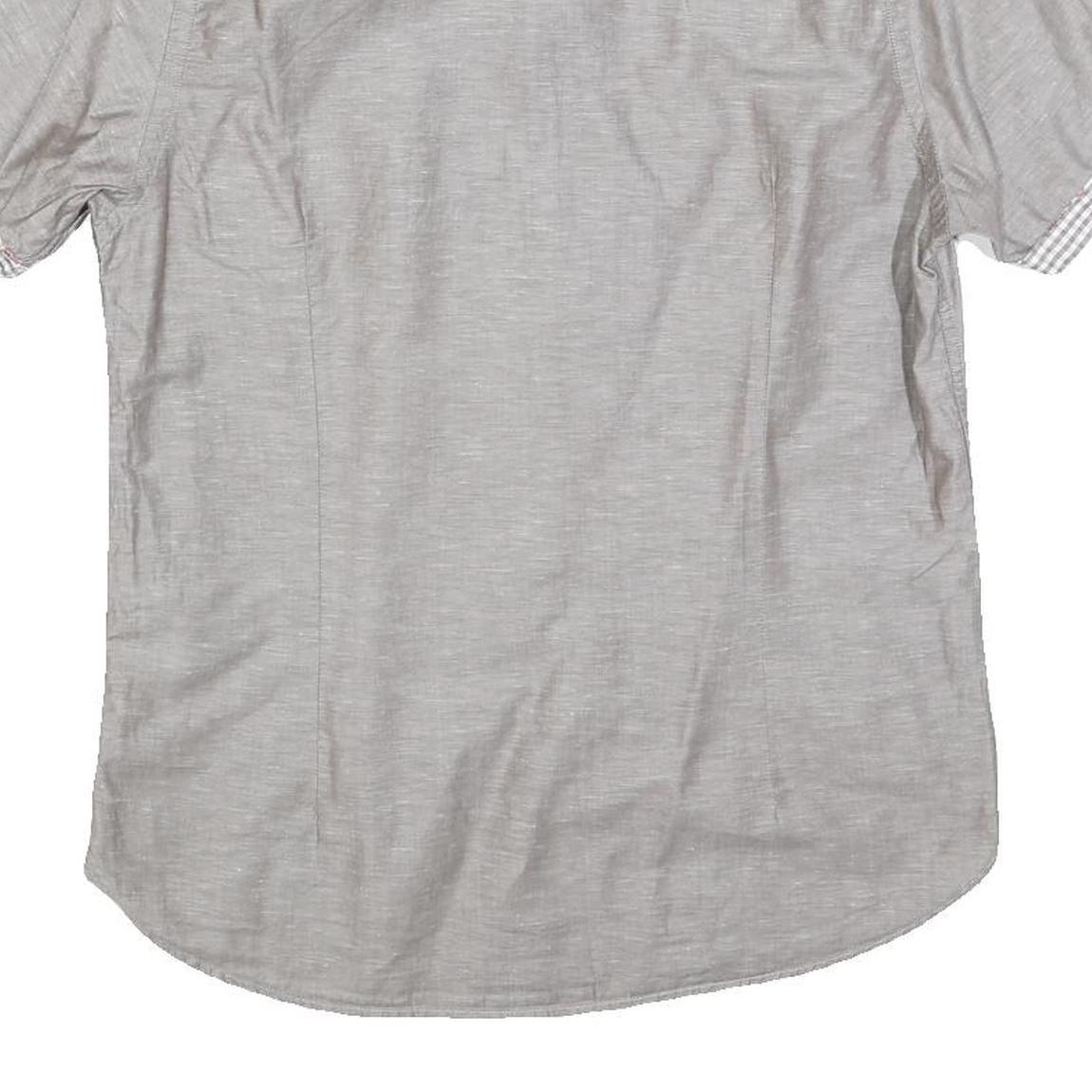 TED BAKER Mens Grey Short Sleeve Summer Shirt M Casual Cotton Blend