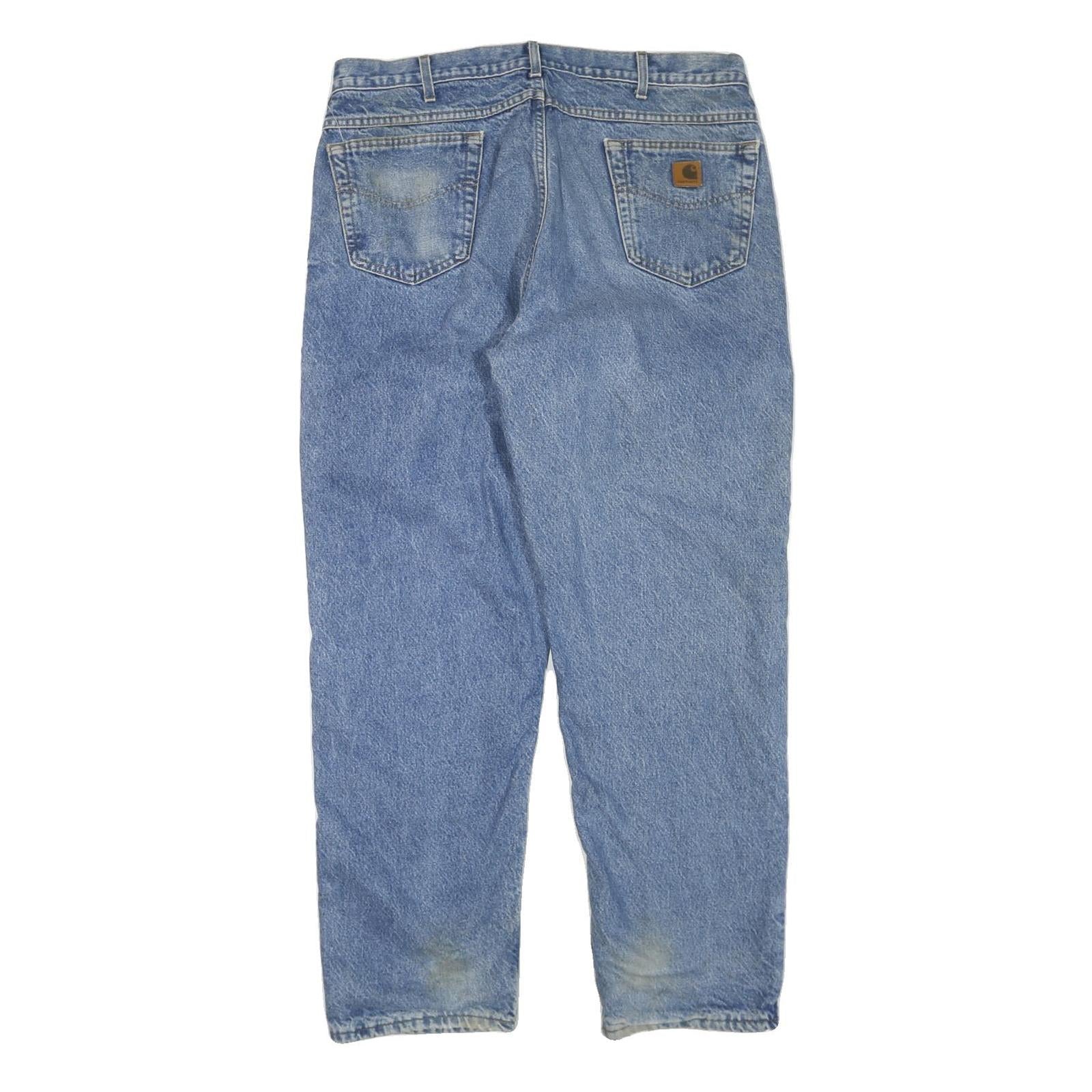 CARHARTT Mens Light Blue Regular Fit Straight Denim Cotton Blend Jeans W38 L32