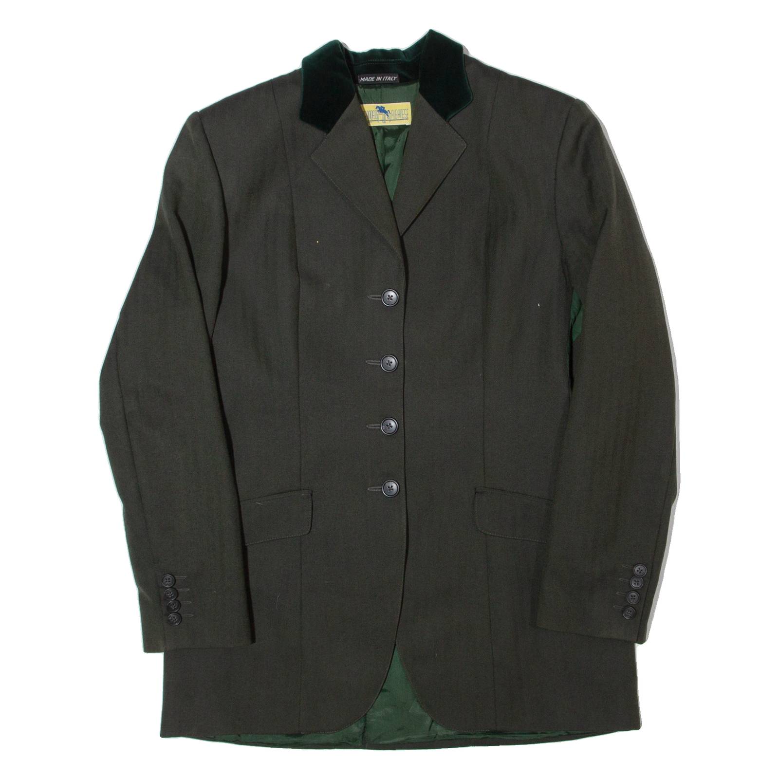 ALESSANDRO ALBANESE Womens Blazer Jacket Green Wool 90s Chevron M