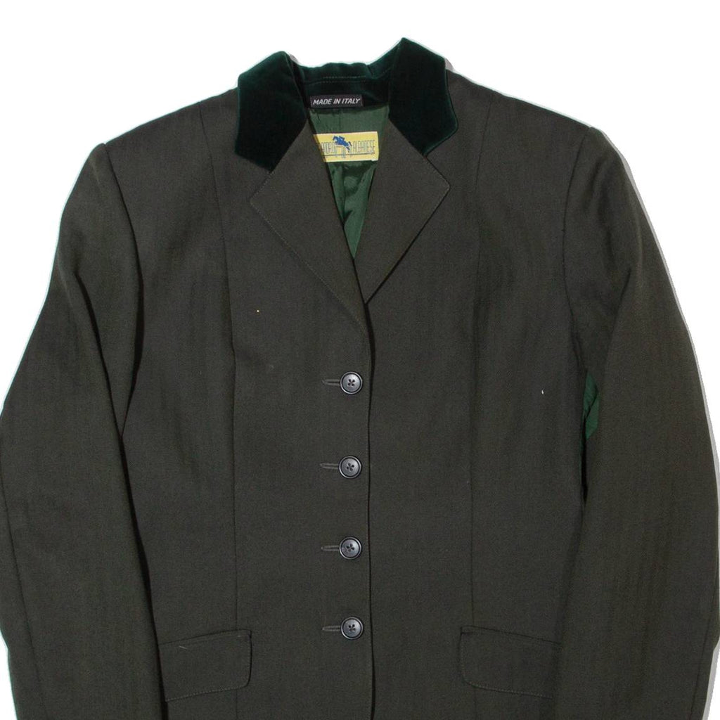 ALESSANDRO ALBANESE Womens Blazer Jacket Green Wool 90s Chevron M