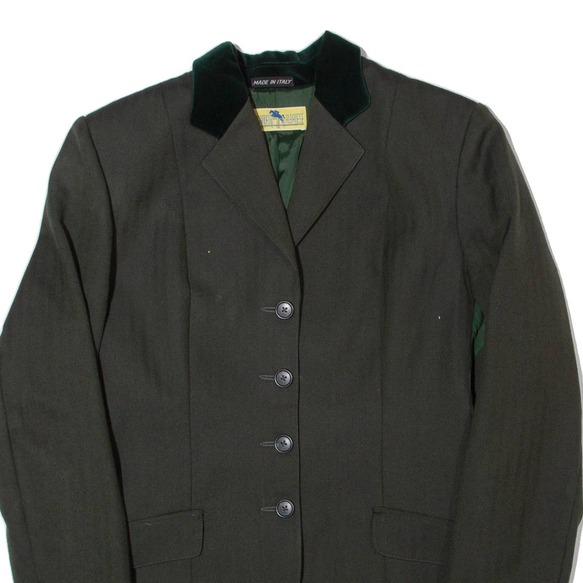 ALESSANDRO ALBANESE Womens Blazer Jacket Green Wool 90s Chevron M