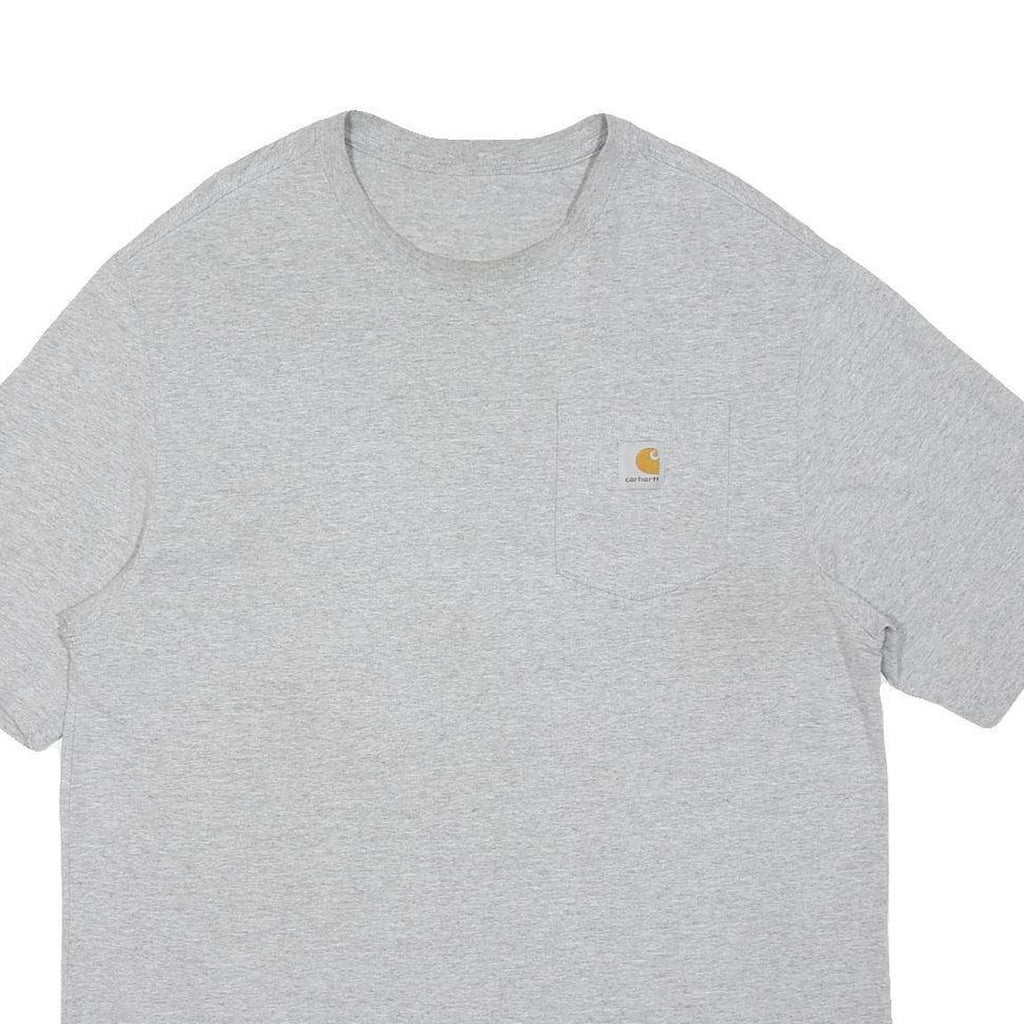CARHARTT Mens Grey Pocket T-Shirt XL Short Sleeve Crew Neck Cotton Blend Casual