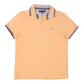 TOMMY HILFIGER Mens Peach Polo Shirt XS Striped Collar Short Sleeve Cotton Blend