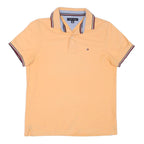 TOMMY HILFIGER Mens Peach Polo Shirt XS Striped Collar Short Sleeve Cotton Blend