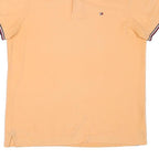 TOMMY HILFIGER Mens Peach Polo Shirt XS Striped Collar Short Sleeve Cotton Blend