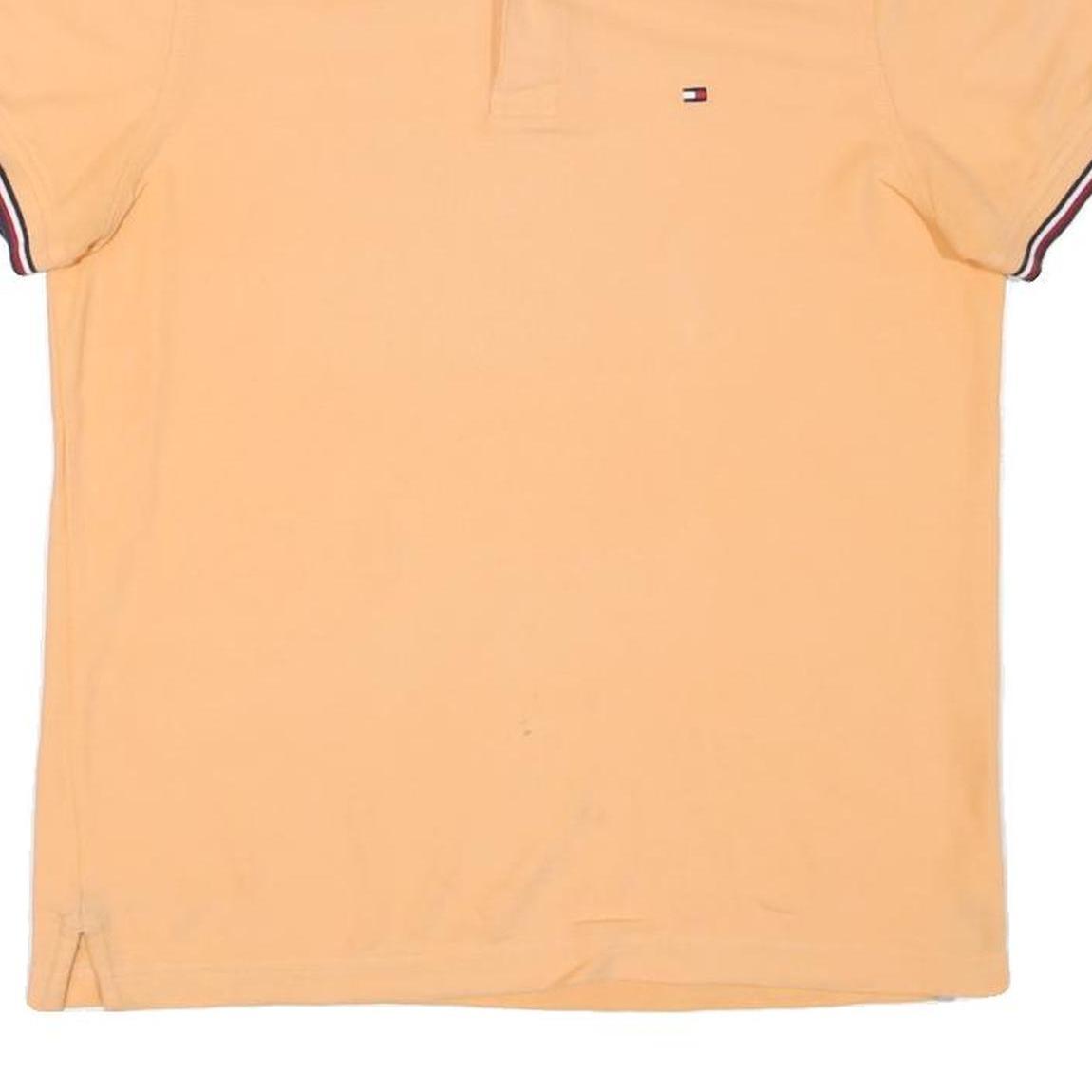 TOMMY HILFIGER Mens Peach Polo Shirt XS Striped Collar Short Sleeve Cotton Blend
