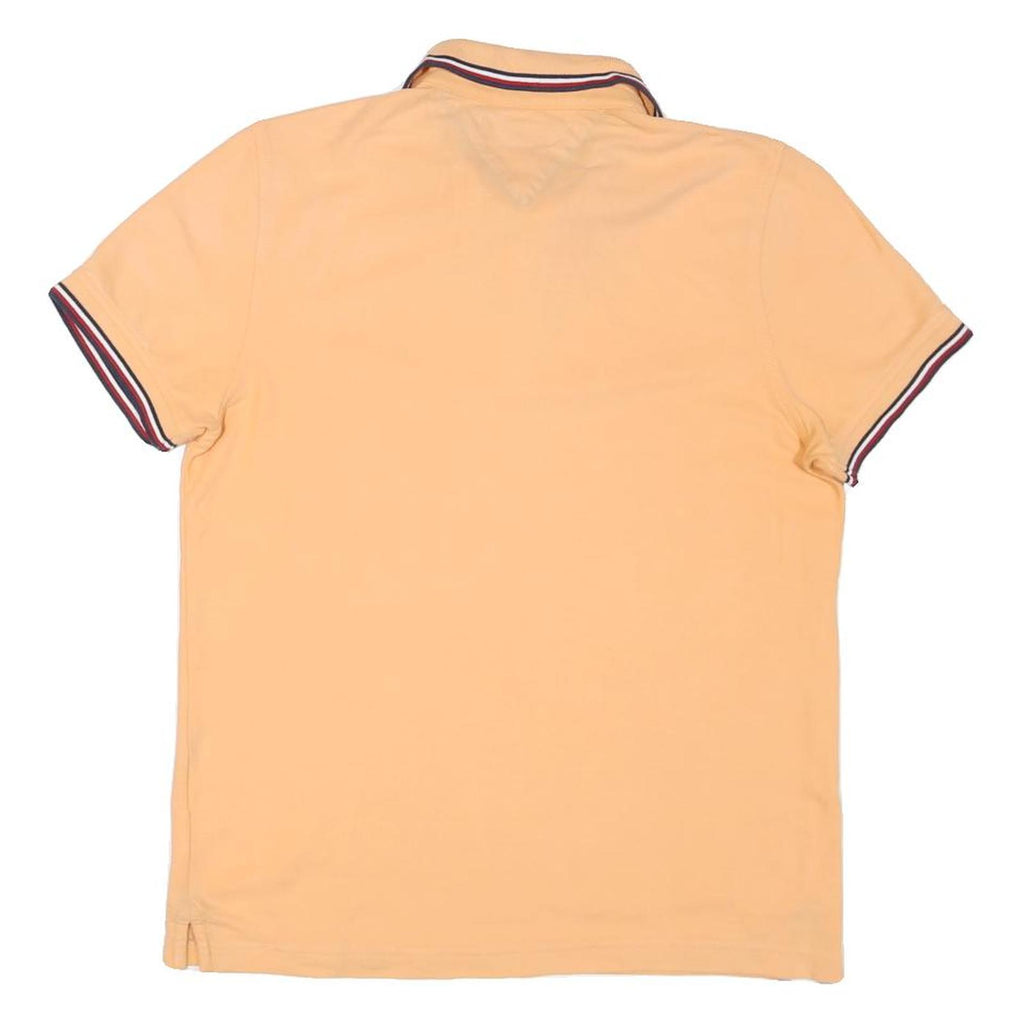 TOMMY HILFIGER Mens Peach Polo Shirt XS Striped Collar Short Sleeve Cotton Blend