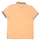 TOMMY HILFIGER Mens Peach Polo Shirt XS Striped Collar Short Sleeve Cotton Blend