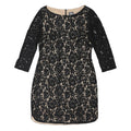 VINCE CAMUTO Womens Black & Nude Lace Day Dress Polyester Blend Three Quarter