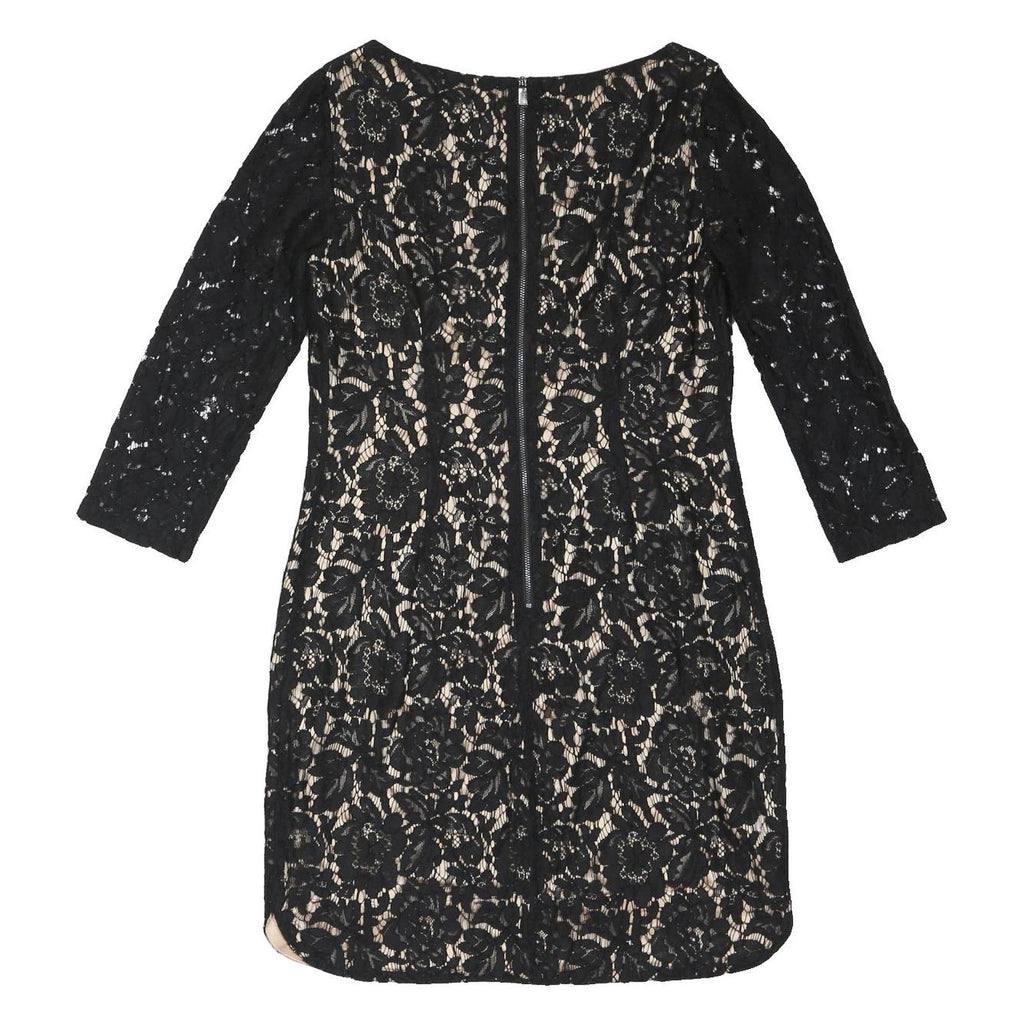 VINCE CAMUTO Womens Black & Nude Lace Day Dress Polyester Blend Three Quarter
