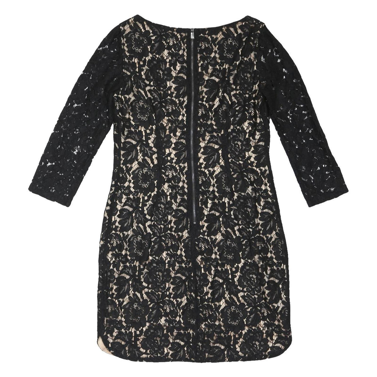 VINCE CAMUTO Womens Black & Nude Lace Day Dress Polyester Blend Three Quarter