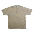 BOBBY JONES Mens Beige Printed Short Sleeve Polo Shirt M Cotton Casual