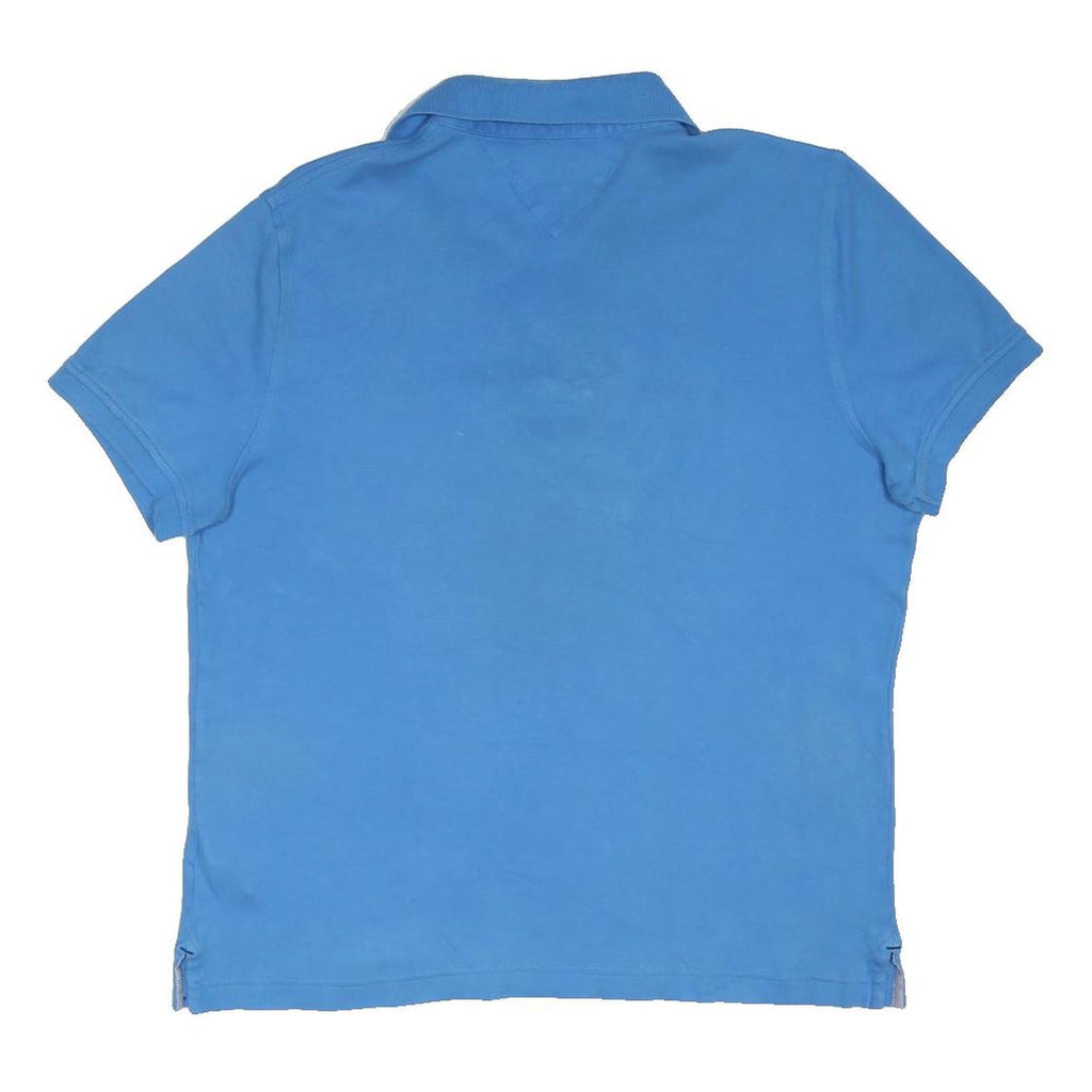 TOMMY HILFIGER Mens Blue Short Sleeve Plain Polo Shirt M Cotton Blend Jersey