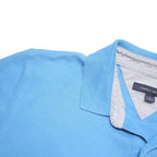 TOMMY HILFIGER Mens Blue Short Sleeve Plain Polo Shirt M Cotton Blend Jersey