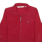 TOMMY HILFIGER Womens Red Fleece Jacket M Polyester Zip Casual Warm Layer