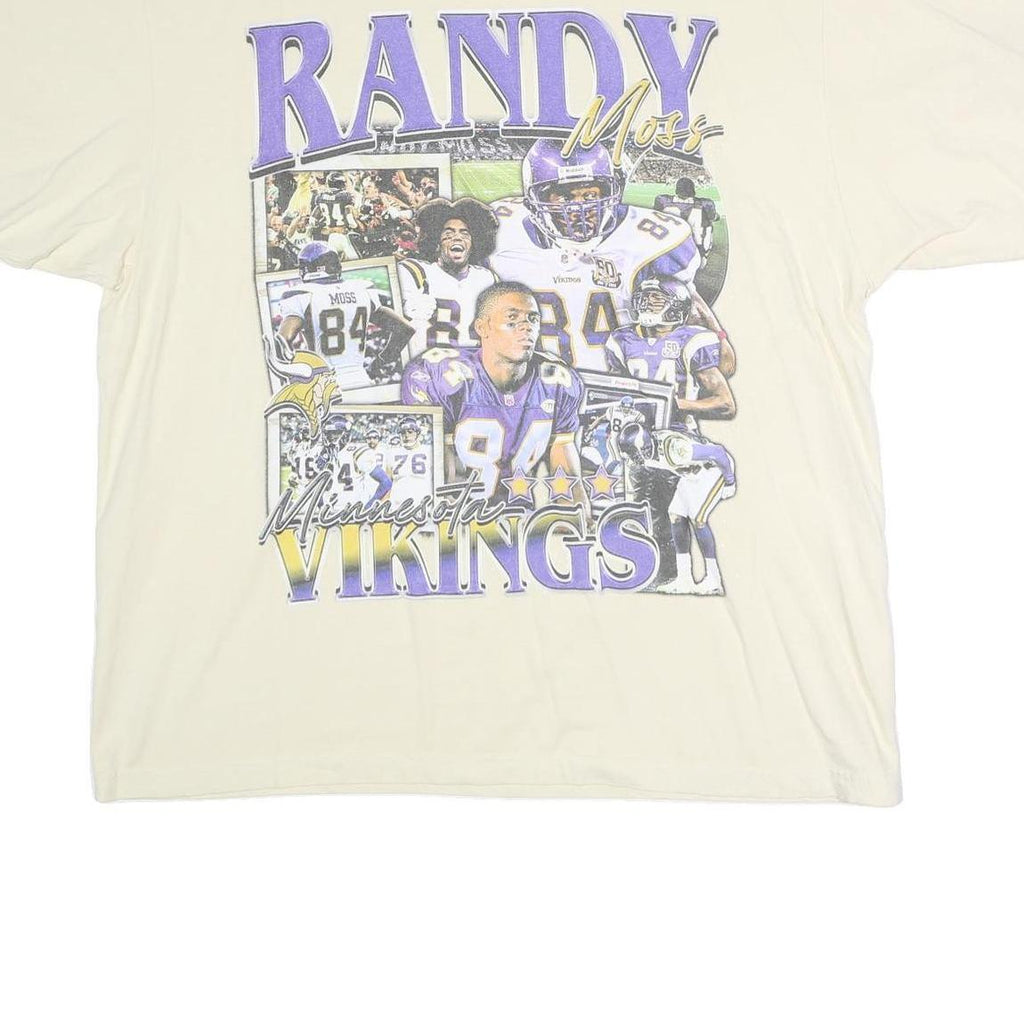 GAME CHANGER Mens Cream Randy Moss Minnesota Vikings Graphic T-Shirt XL Short