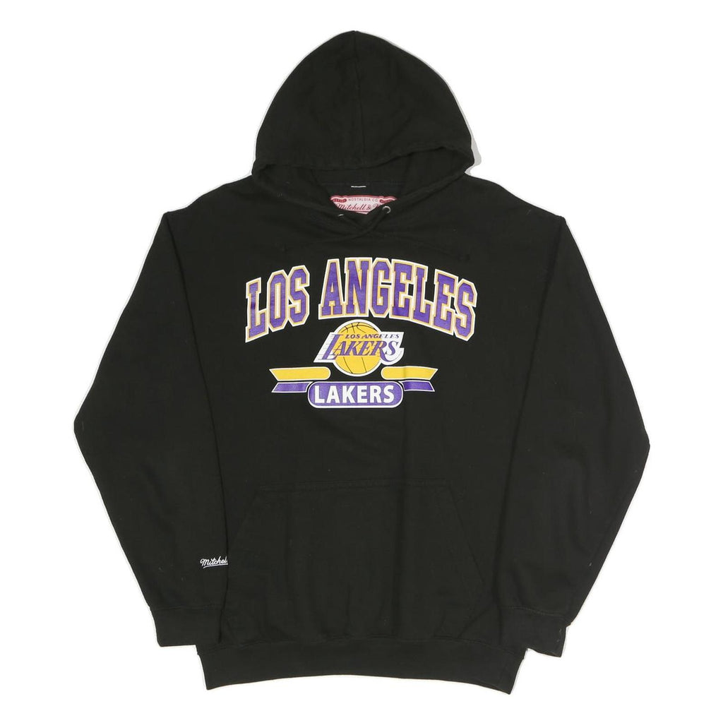 MITCHELL & NESS Mens Black Los Angeles Lakers Hoodie M Printed Cotton Blend