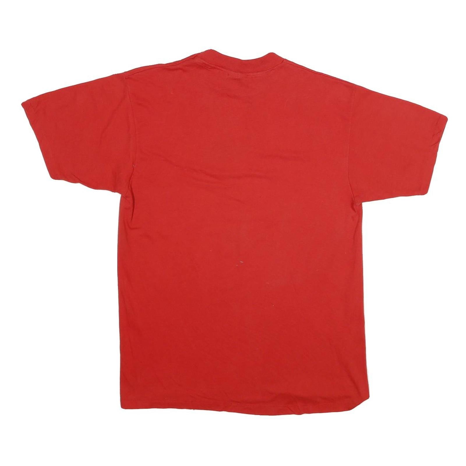 HANES Mens Red Budweiser Graphic T-Shirt L Short Sleeve Crew Neck Vintage 1986