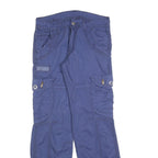 Womens Blue Regular Fit Straight Leg Cotton Blend Trousers W30 L30 Cargo Style