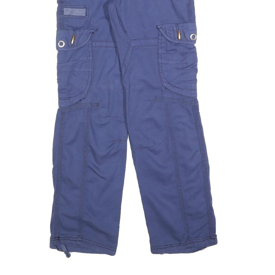 Womens Blue Regular Fit Straight Leg Cotton Blend Trousers W30 L30 Cargo Style