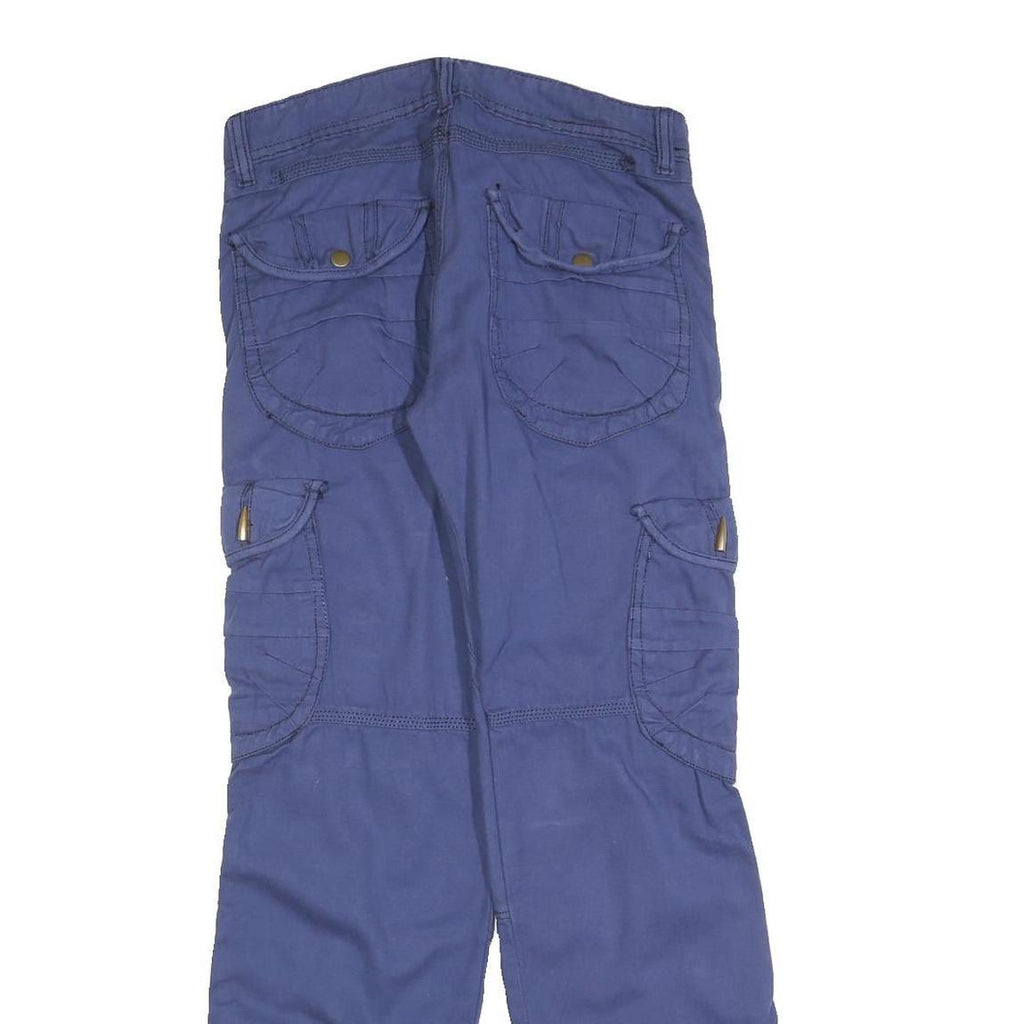 Womens Blue Regular Fit Straight Leg Cotton Blend Trousers W30 L30 Cargo Style