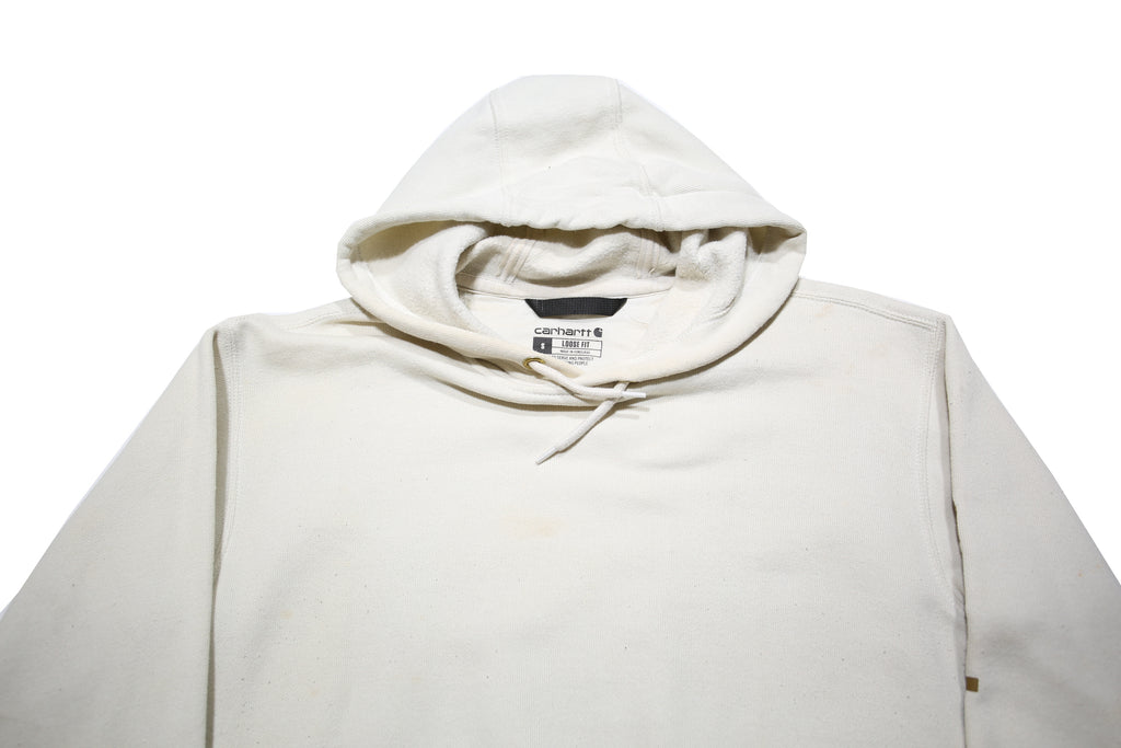 CARHARTT Mens White Hooded Pullover S Cotton Blend Casual Workwear Hoodie