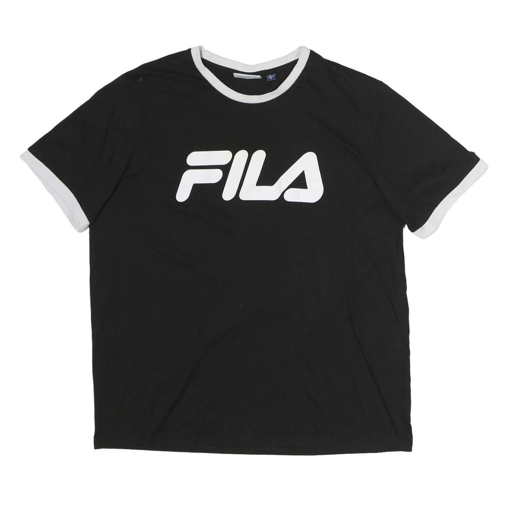 FILA Mens Black & White Logo Short Sleeve Crew Neck T-Shirt L