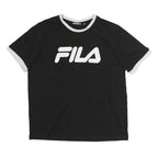 FILA Mens Black & White Logo Short Sleeve Crew Neck T-Shirt L