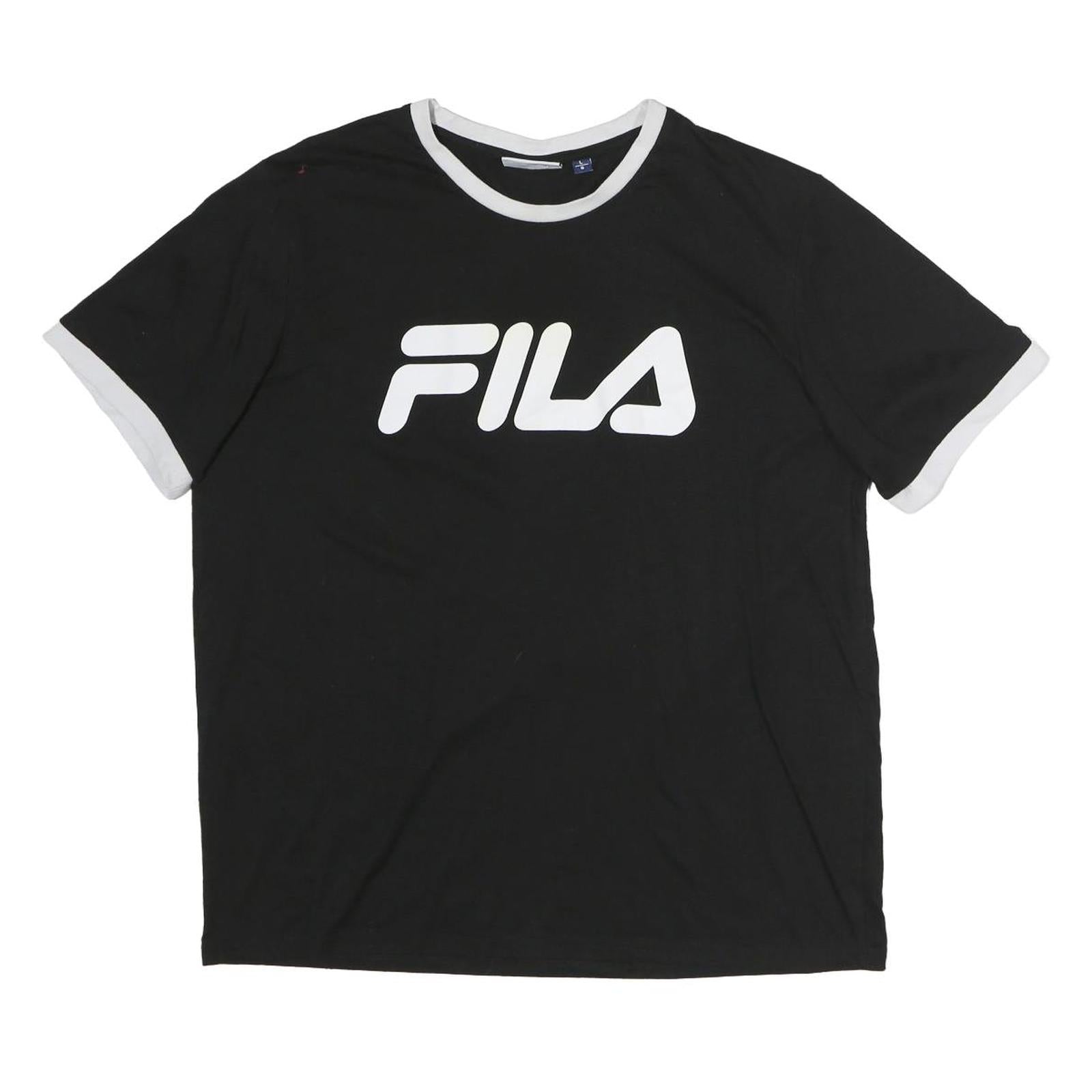 FILA Mens Black & White Logo Short Sleeve Crew Neck T-Shirt L