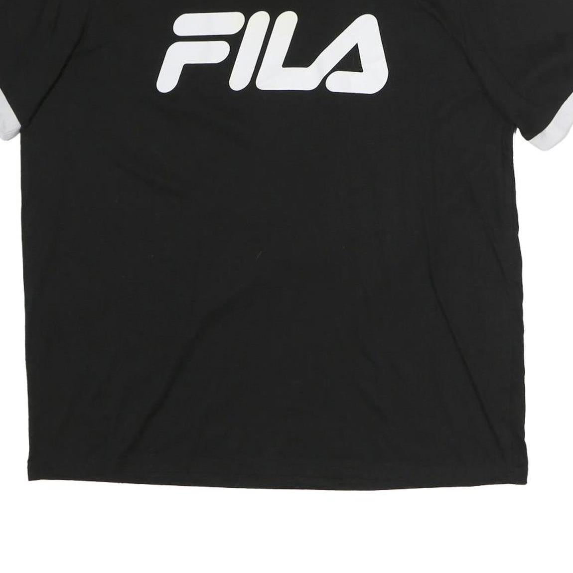 FILA Mens Black & White Logo Short Sleeve Crew Neck T-Shirt L