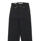 LEVI'S Womens Black Regular Straight Denim W23 L22 Button Cotton Blend Jeans