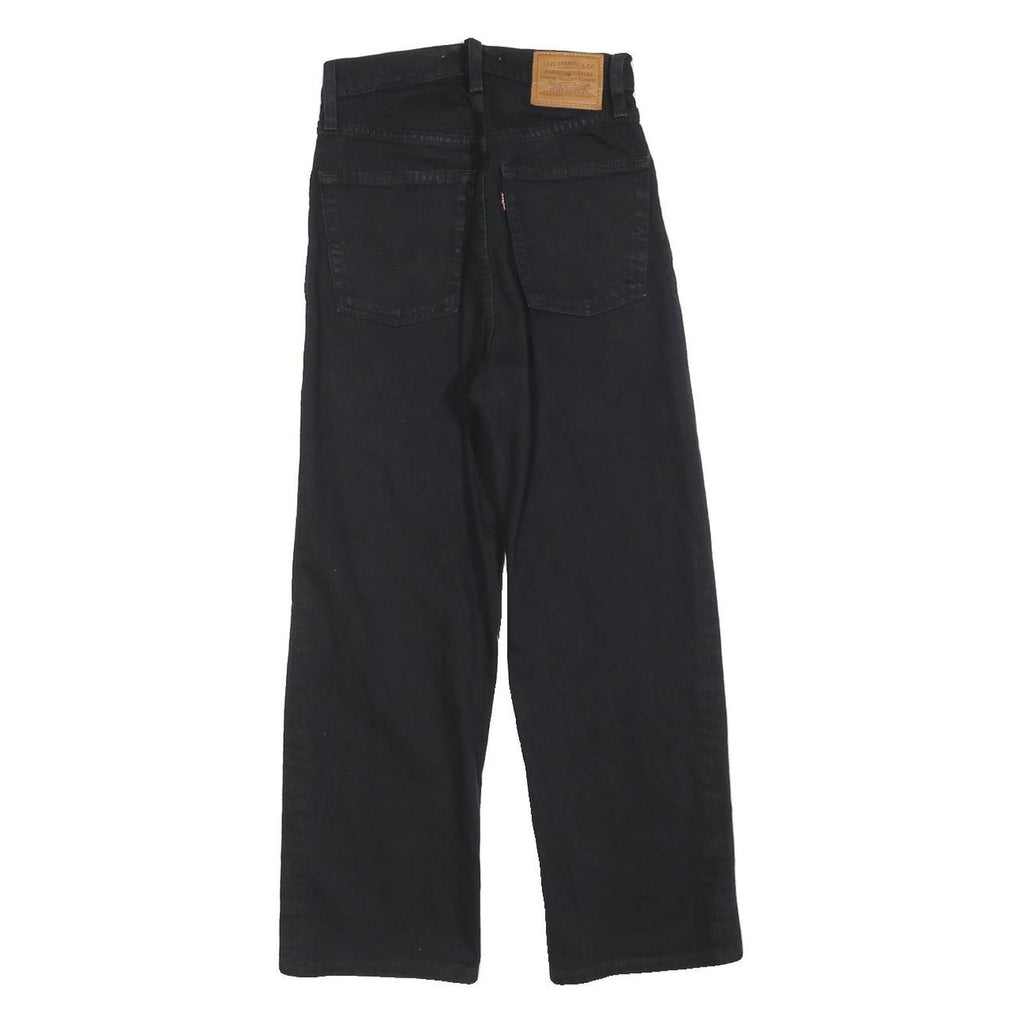 LEVI'S Womens Black Regular Straight Denim W23 L22 Button Cotton Blend Jeans