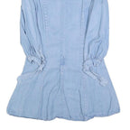 ZARA Womens Blue Denim Fit & Flare Cotton Blend Dress Long Sleeve XS Casual