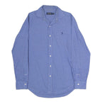 POLO RALPH LAUREN Mens Blue Check Shirt S Button Down Collar Cotton Casual