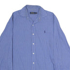 POLO RALPH LAUREN Mens Blue Check Shirt S Button Down Collar Cotton Casual