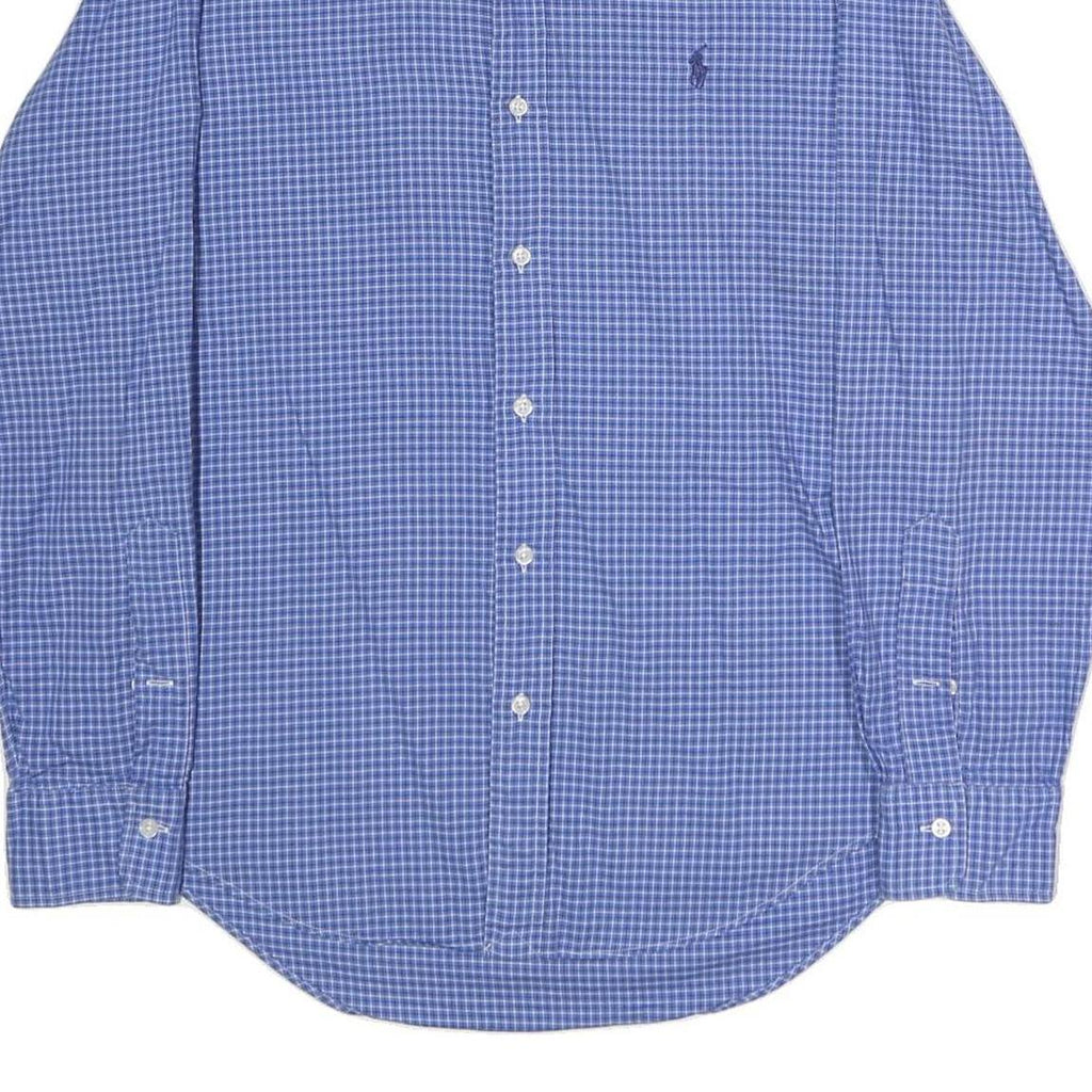 POLO RALPH LAUREN Mens Blue Check Shirt S Button Down Collar Cotton Casual