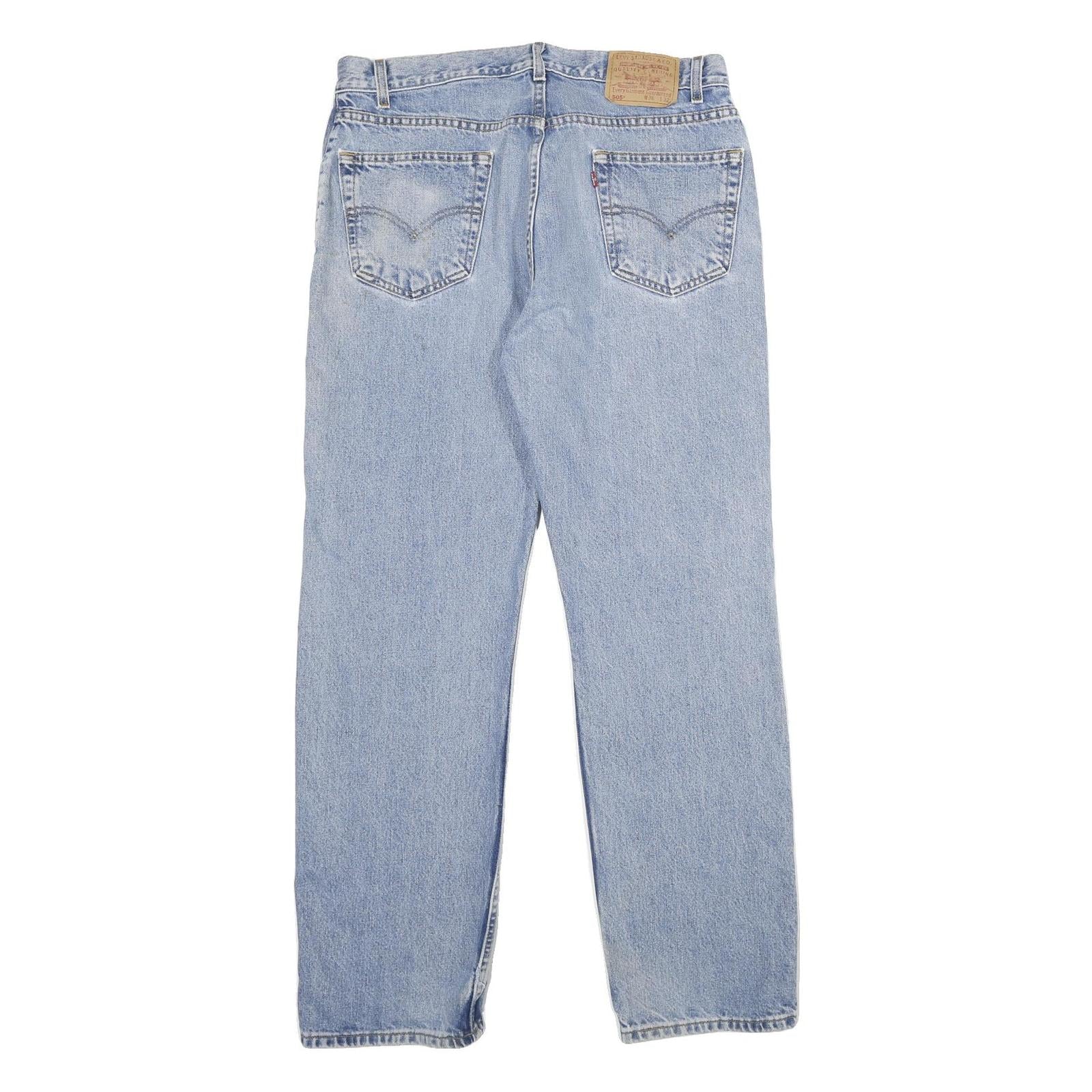 LEVI'S 505 Mens Jeans Blue Regular Straight Denim Medium W36 L32 Classic Zip