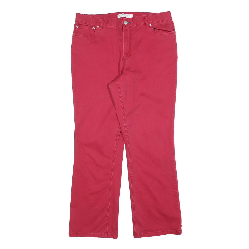 TOMMY HILFIGER Womens Cotton Blend Red Regular Fit Straight Leg Trousers W34 L31