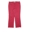 TOMMY HILFIGER Womens Cotton Blend Red Regular Fit Straight Leg Trousers W34 L31