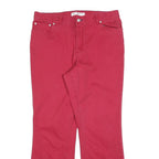 TOMMY HILFIGER Womens Cotton Blend Red Regular Fit Straight Leg Trousers W34 L31