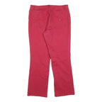 TOMMY HILFIGER Womens Cotton Blend Red Regular Fit Straight Leg Trousers W34 L31