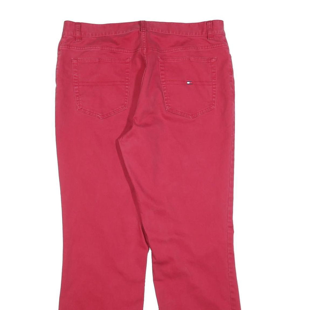 TOMMY HILFIGER Womens Cotton Blend Red Regular Fit Straight Leg Trousers W34 L31