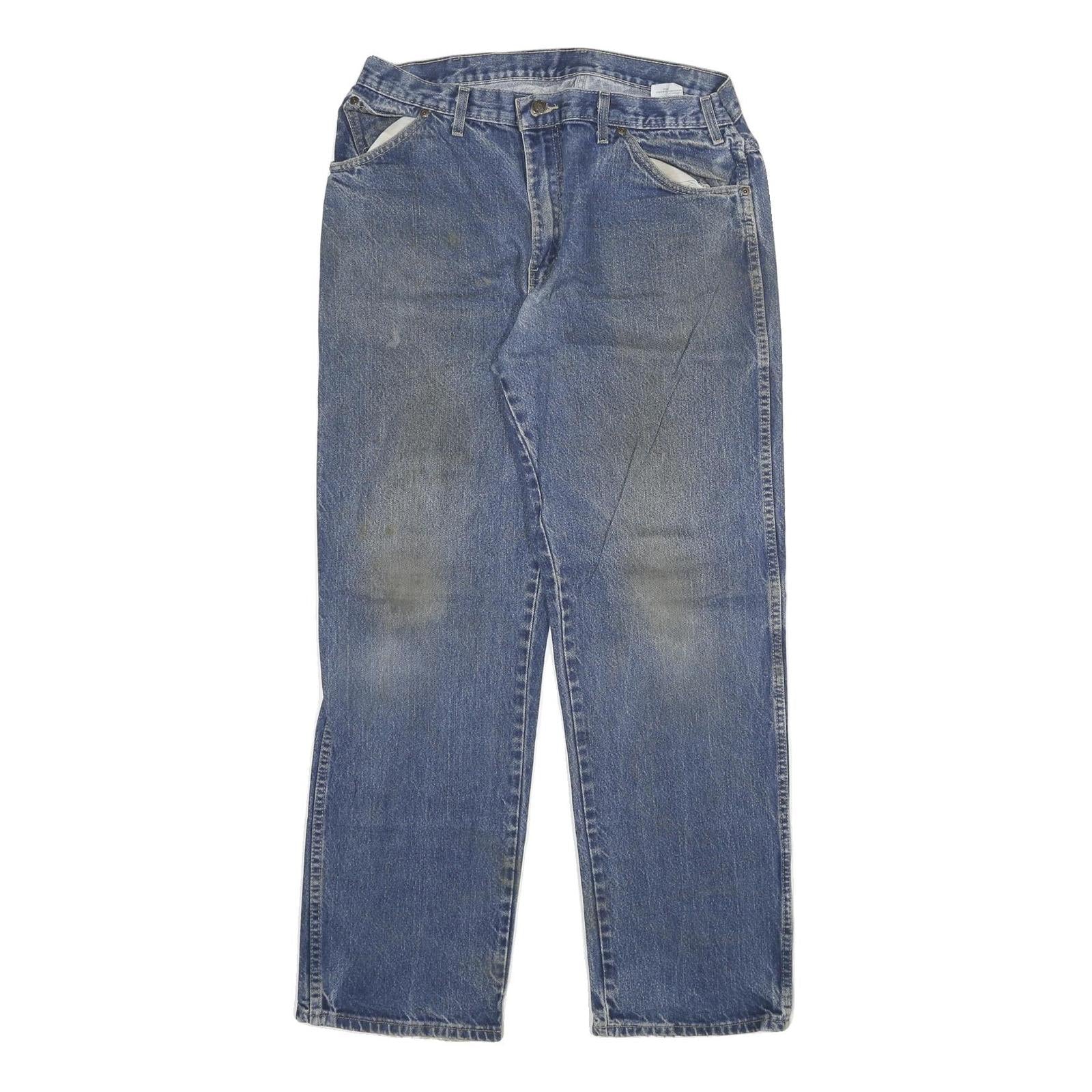 DICKIES Mens Regular Fit Jeans Blue Denim Cotton Blend W34 L32 Zip Pockets