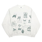 RARE REL-E-VANT PRODUCTS Womens White Nature Graphic Crew Neck XL Cotton Blend