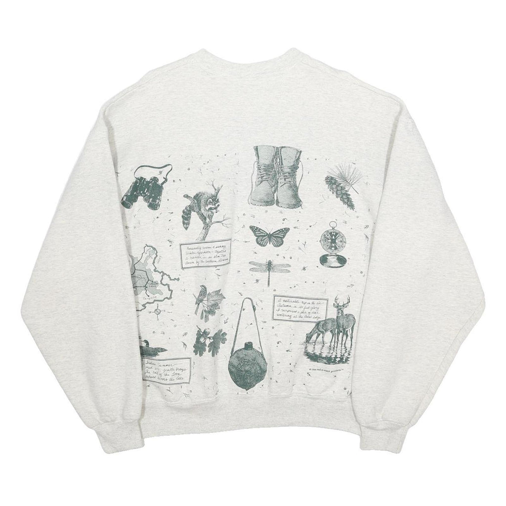 RARE REL-E-VANT PRODUCTS Womens White Nature Graphic Crew Neck XL Cotton Blend