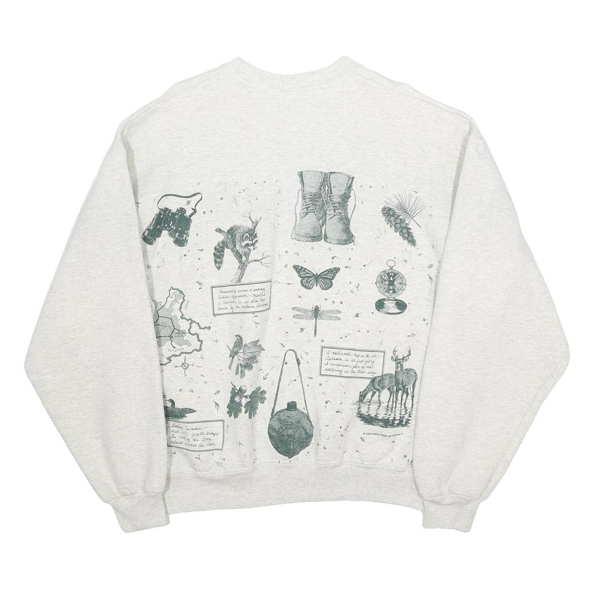 RARE REL-E-VANT PRODUCTS Womens White Nature Graphic Crew Neck XL Cotton Blend